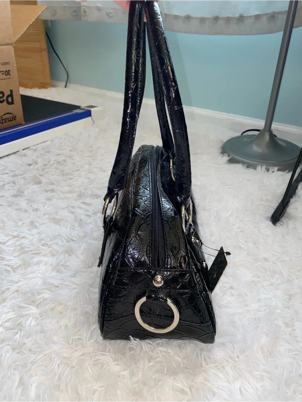 Guess vintage y2k patent leather croc embossed shoulder bag McBling NWT